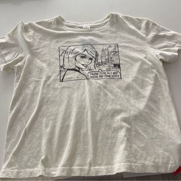 Re/Done You're Cute Retro Graphic Tee White Short Sleeve Size Large NWOT - Picture 5 of 8